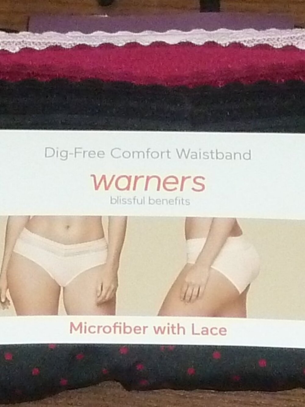 Warners Blissful Benefits Dig-Free Microfiber Lace Hipster 3-Pack
